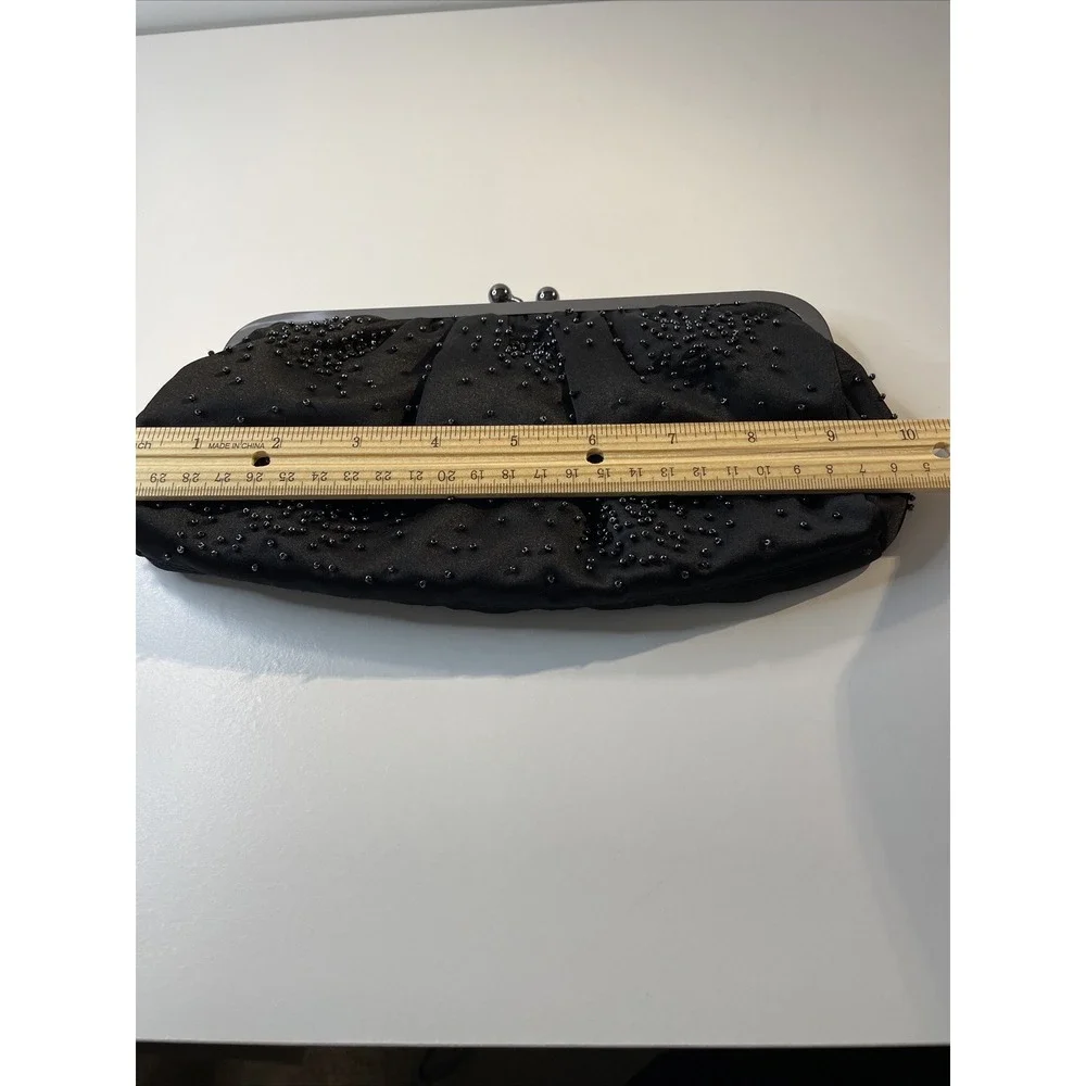Express Black Bead Clutch Wedding Eventing Handbags Black Beaded Purse EUC G84‎